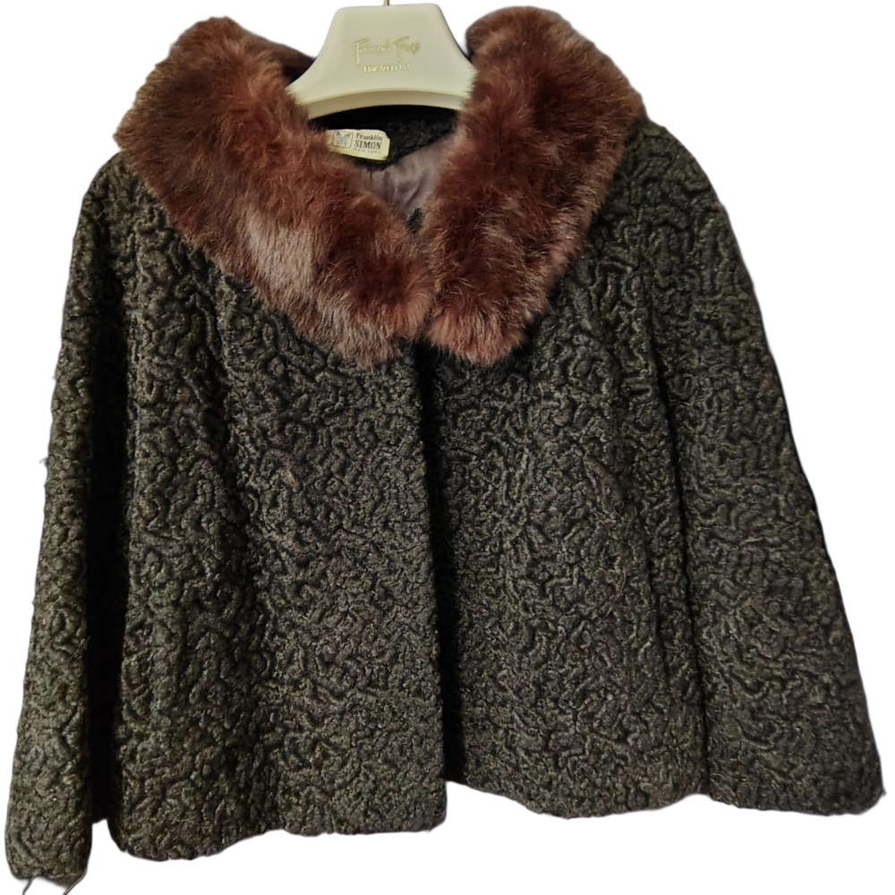 Vintage Franklin Simon Genuine Curly Persian Black Lamb & Mink Jacket Sz M/L